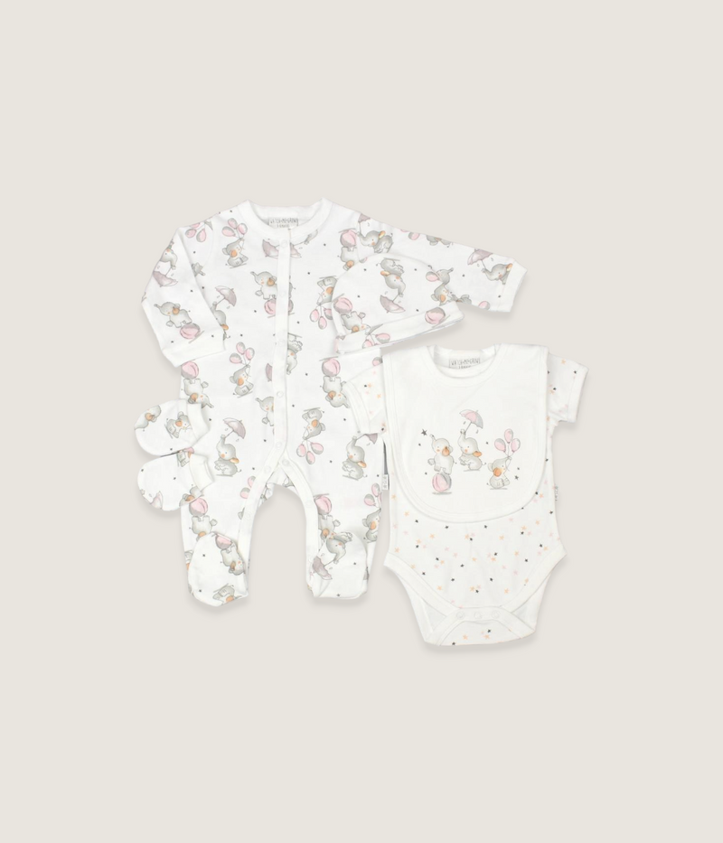 5-Piece Cotton Elephant Set - Pink
