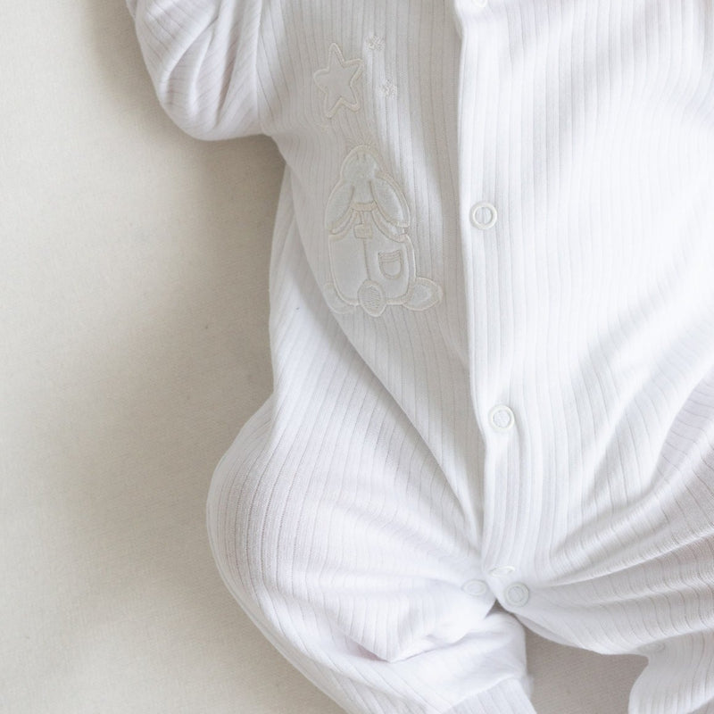 White ribbed sleepsuit - BERRY & BLOSSOMS