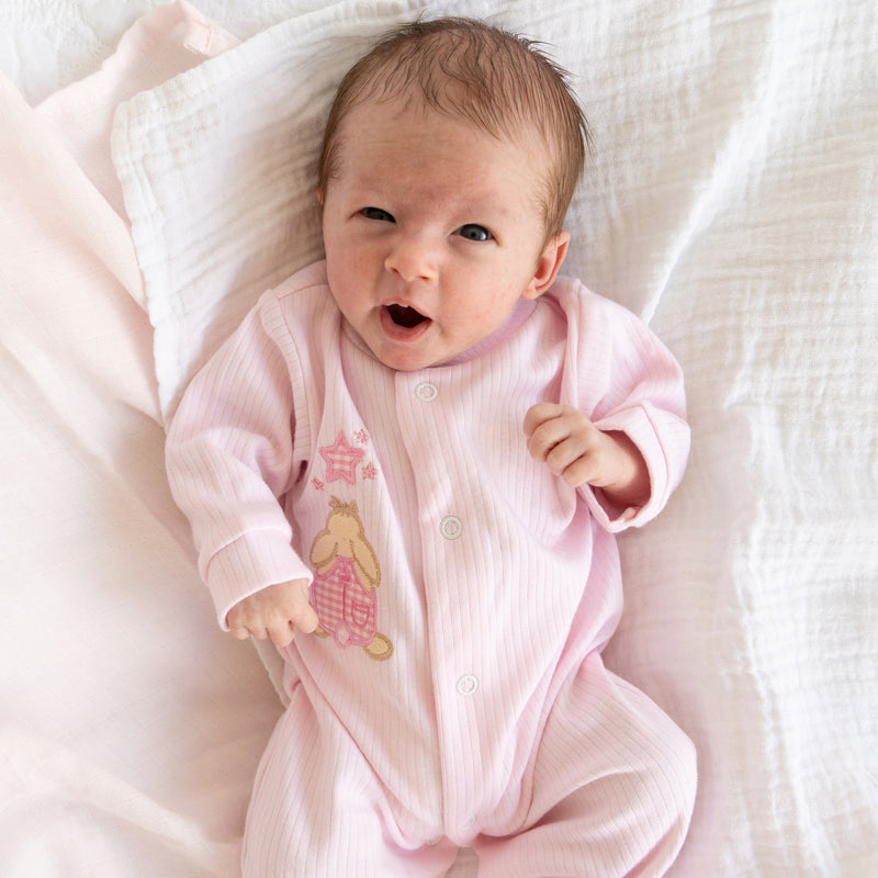 Pink ribbed sleepsuit - BERRY & BLOSSOMS