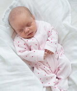 Triple Heart Cotton Sleepsuit - Soft Pink
