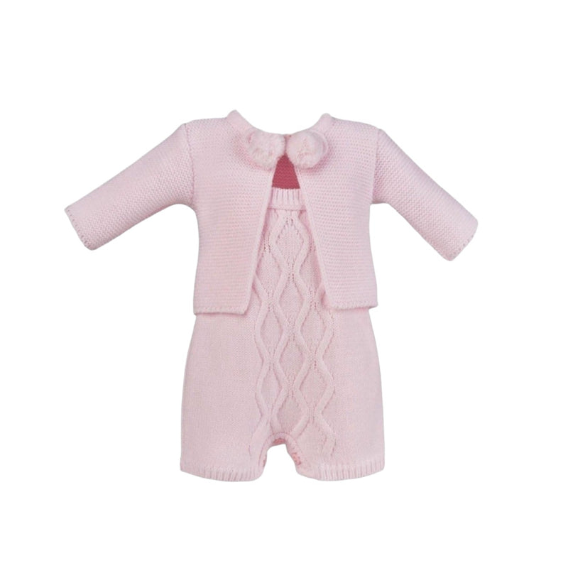 Pink knitted pom romper set - BERRY & BLOSSOMS