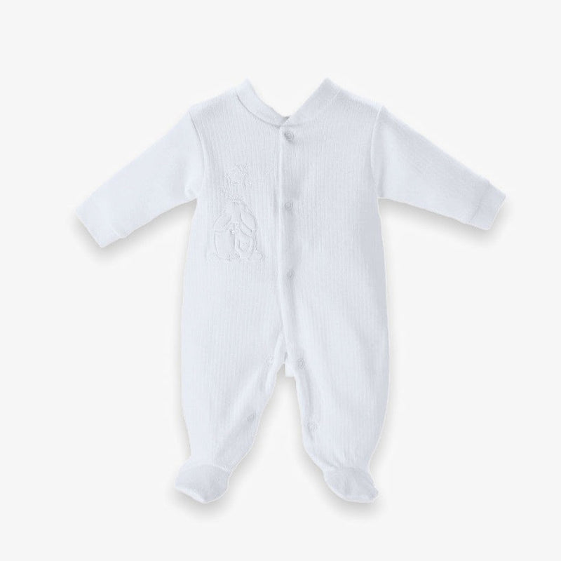 Ribbed Cotton Sleepsuit - White - BERRY & BLOSSOMS