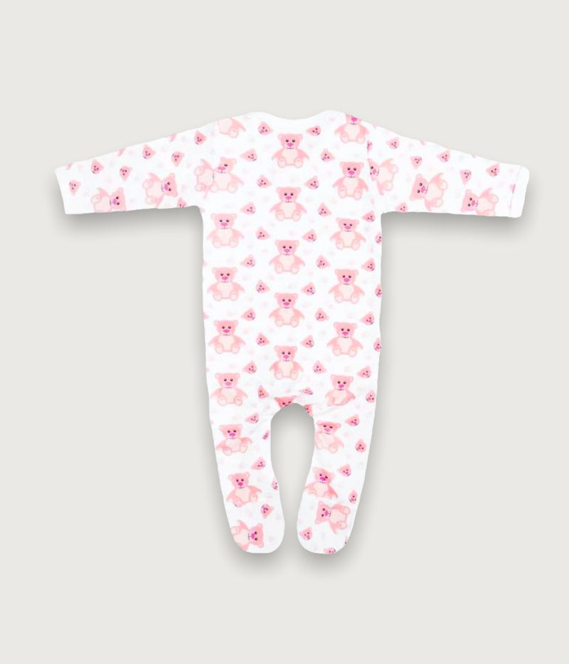 Personalised Pink Bear Signature Sleepsuit - BERRY & BLOSSOMS